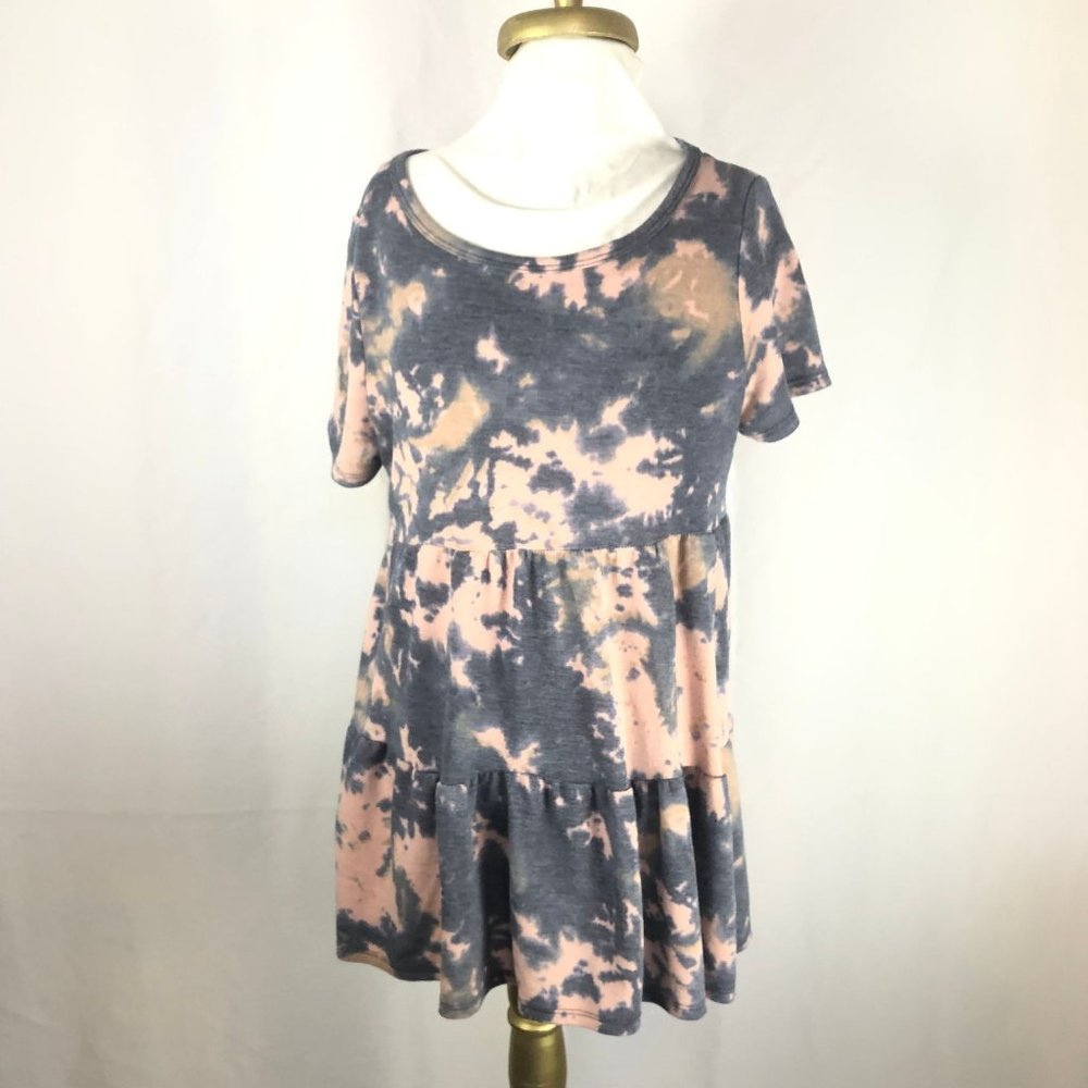 Egy California TIe Dye Babydoll Top Tunic Short Sleeve Size Small Made in USA